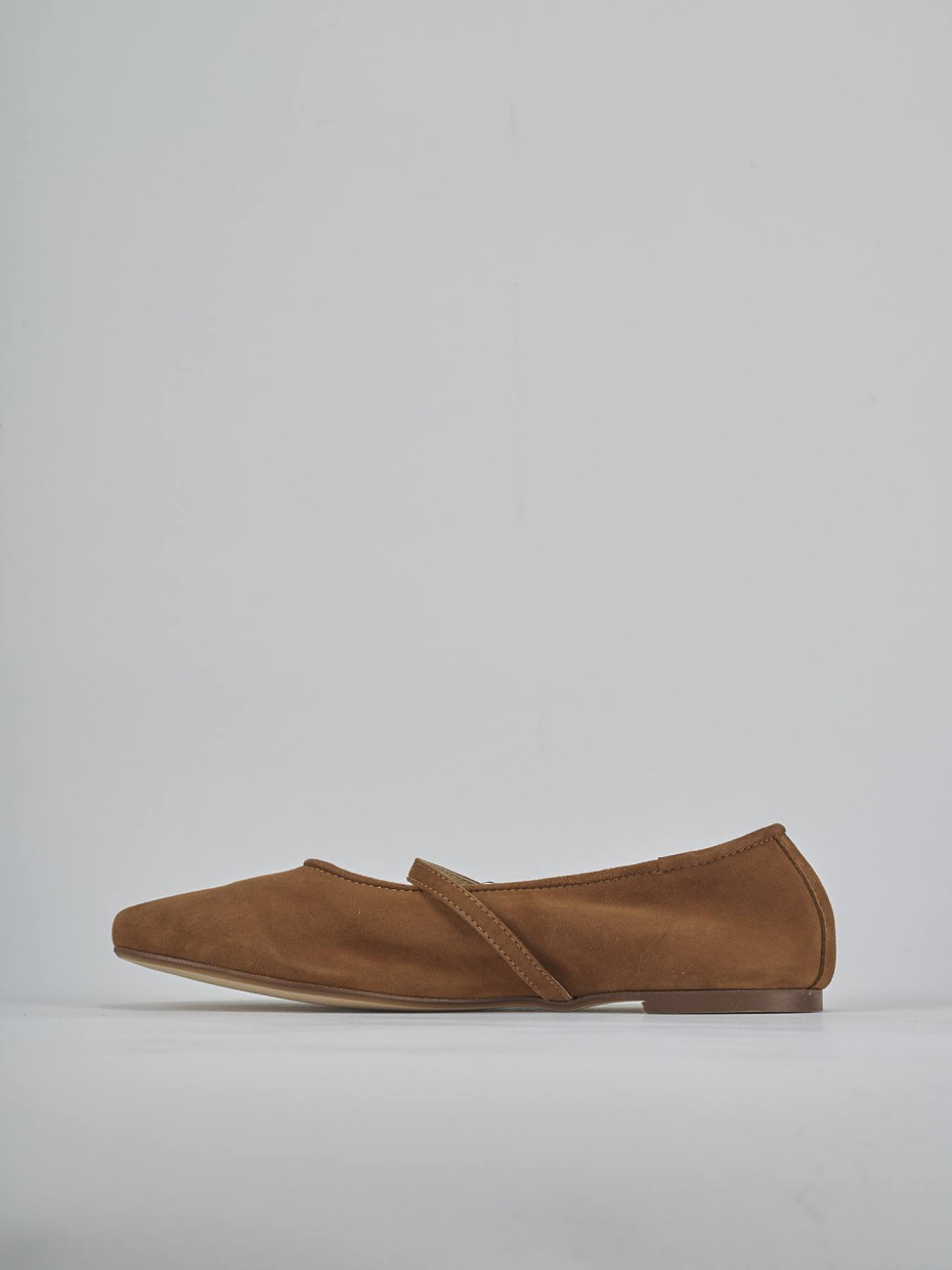 Ballerine tacco 1cm camoscio marrone