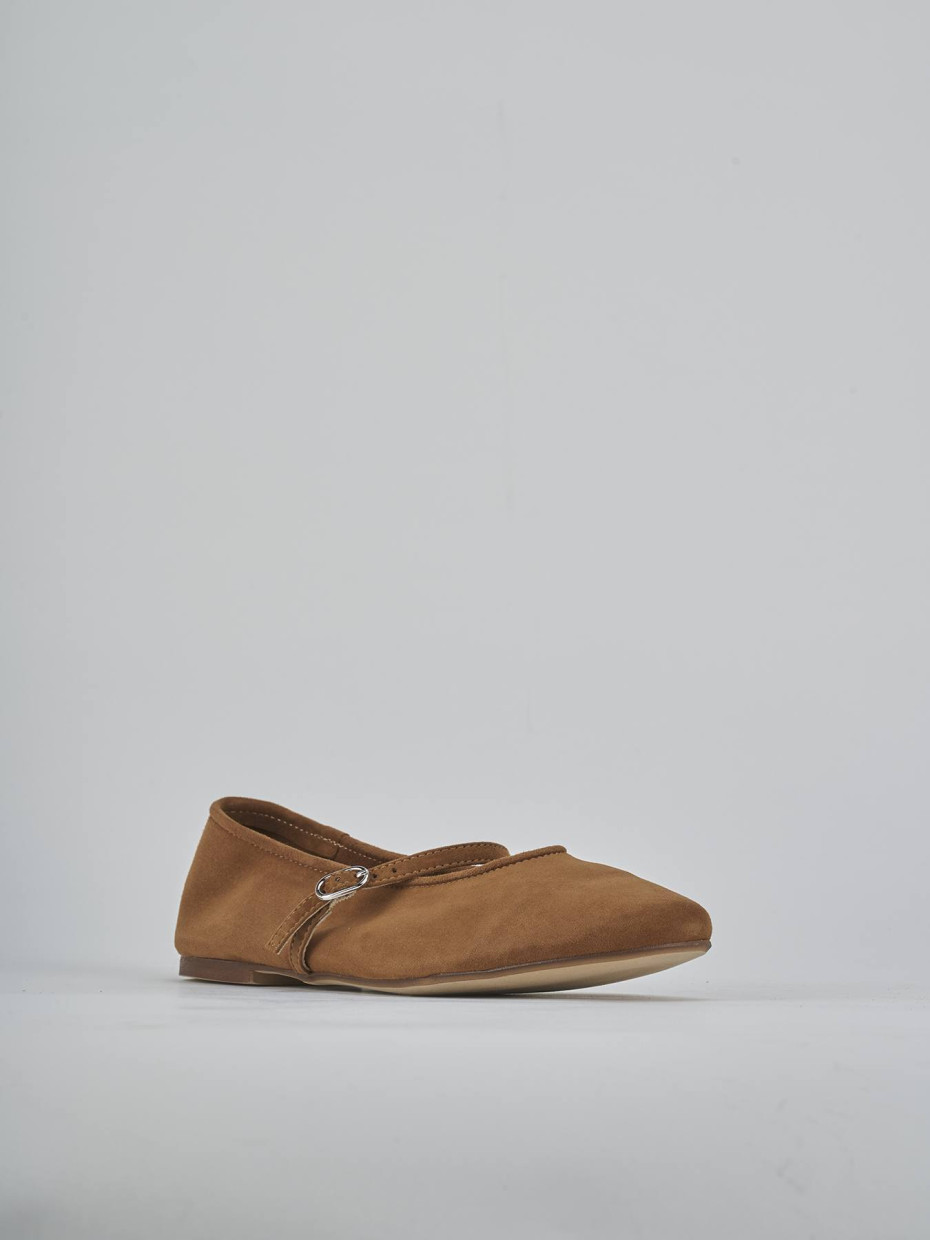 Ballerine tacco 1cm camoscio marrone