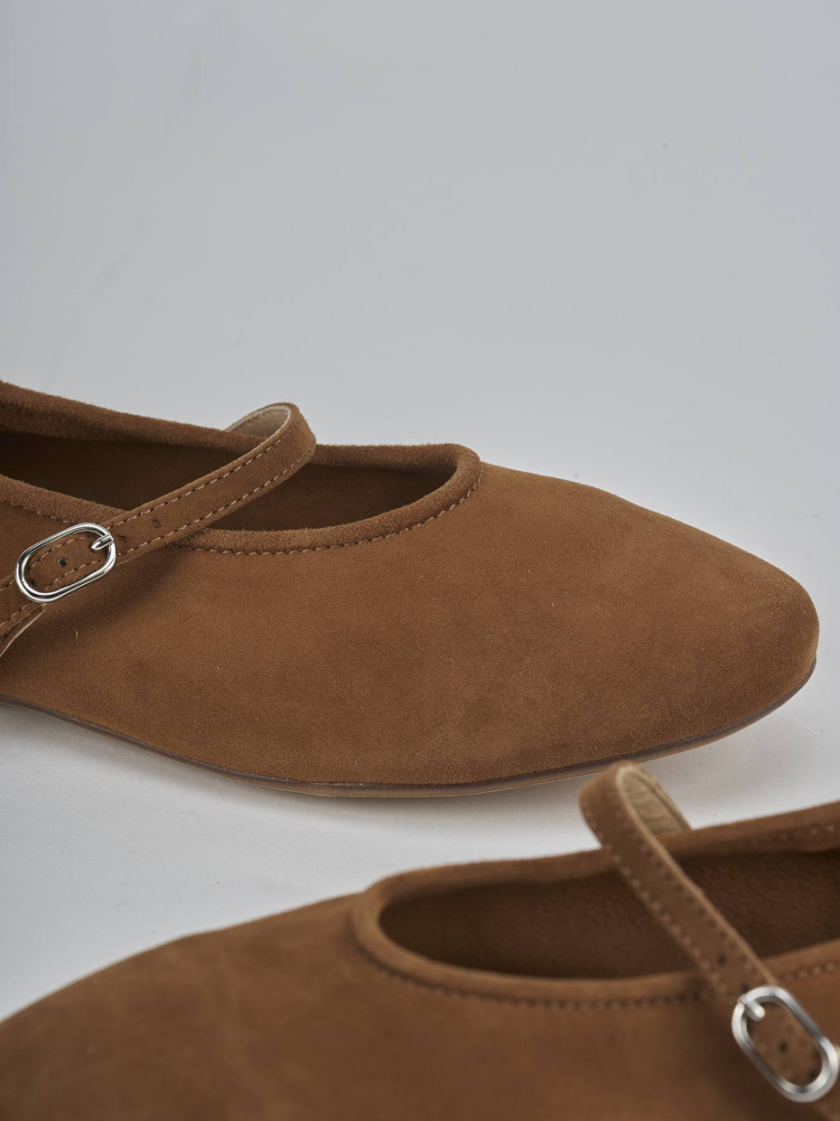 Ballerine tacco 1cm camoscio marrone