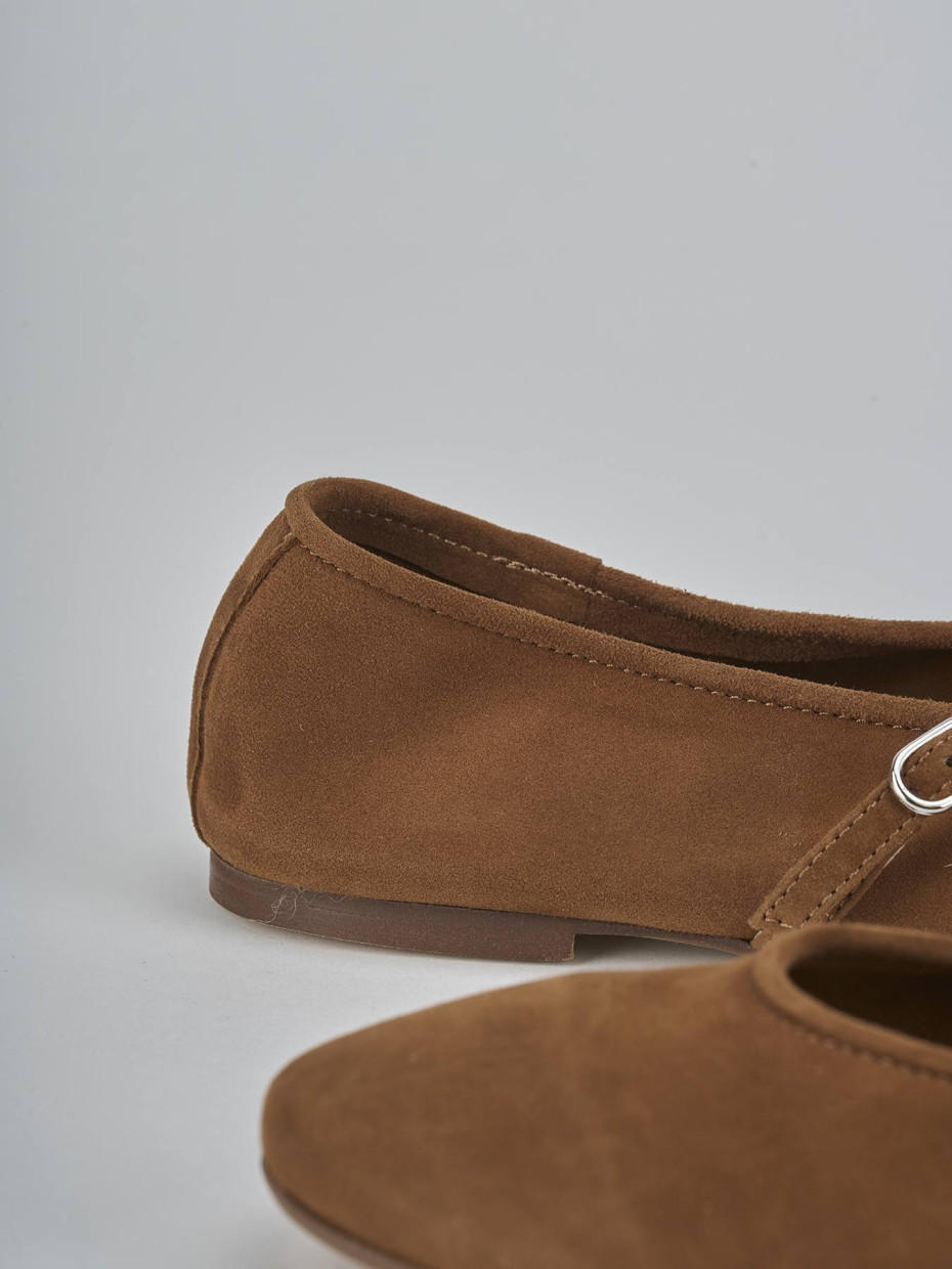 Ballerine tacco 1cm camoscio marrone