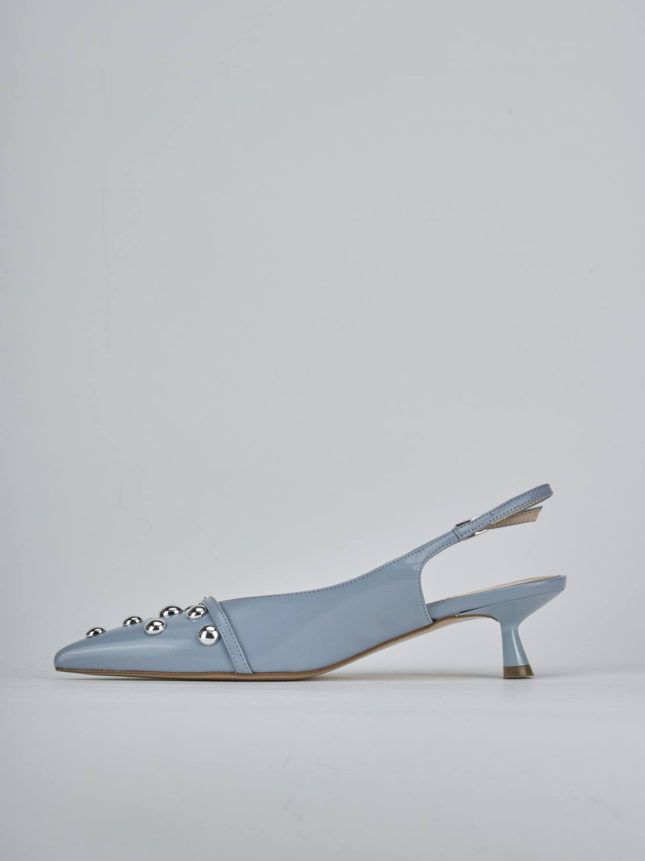 Décolleté e slingback tacco 5cm vernice azzurro
