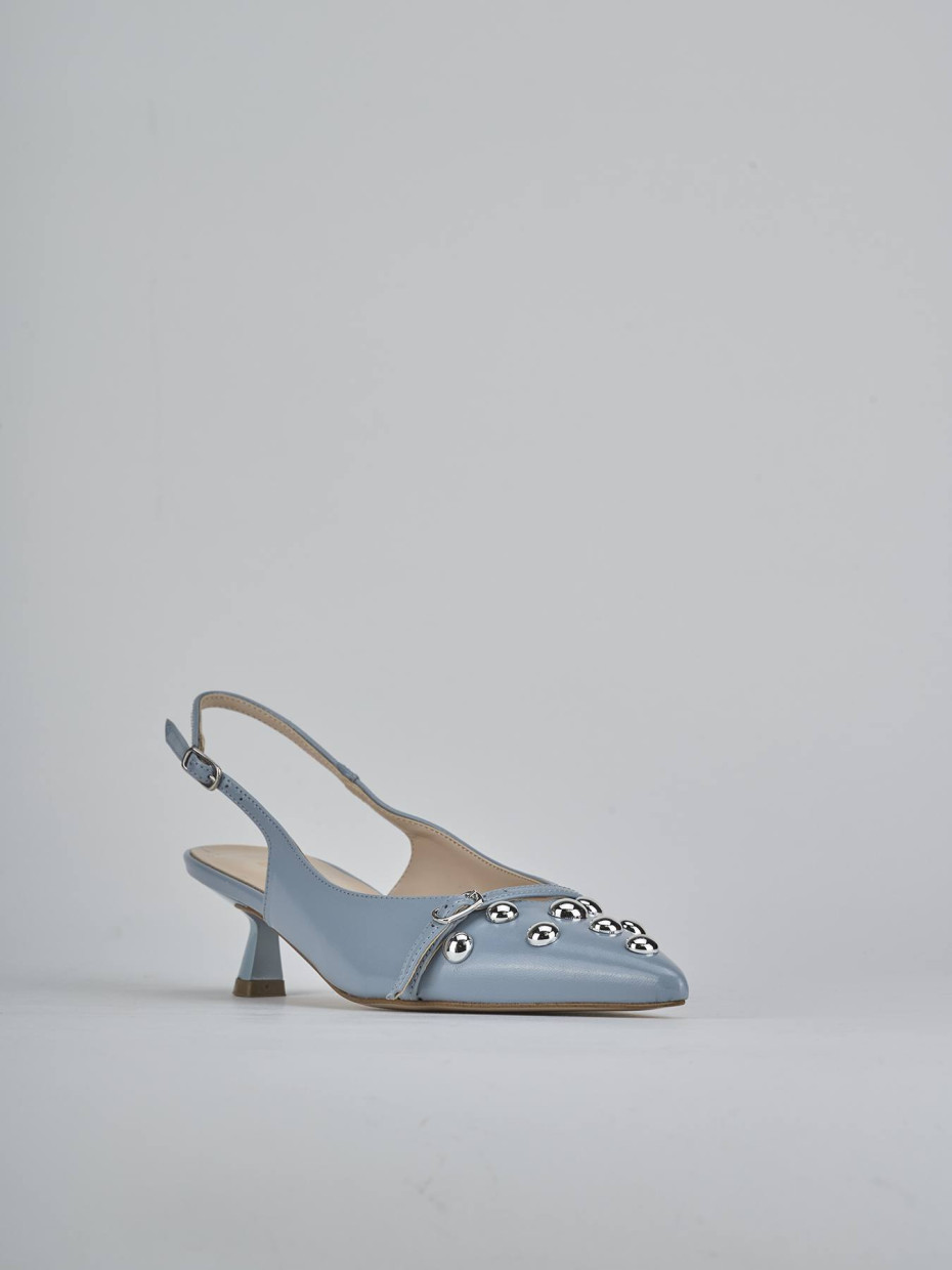 Décolleté e slingback tacco 5cm vernice azzurro