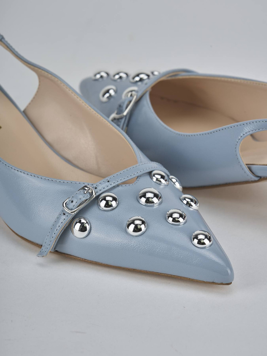 Décolleté e slingback tacco 5cm vernice azzurro