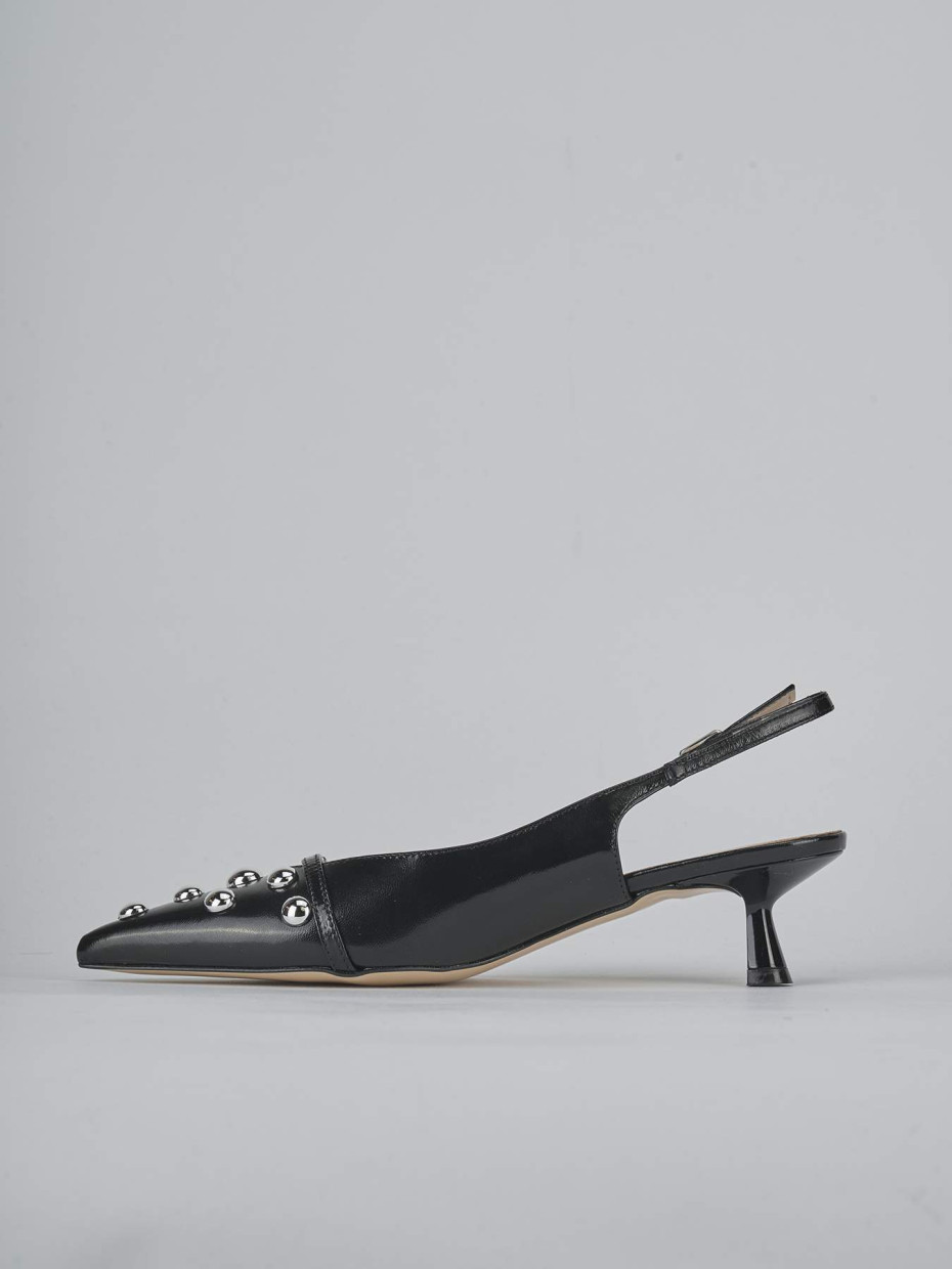 Décolleté e slingback tacco 5cm vernice nero