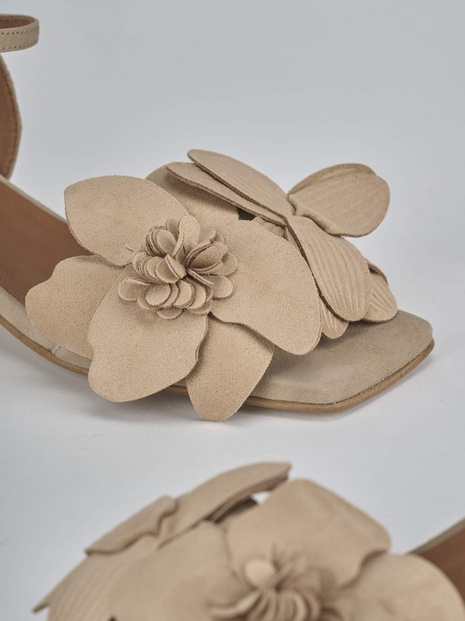 Sandali tacco 4cm camoscio beige