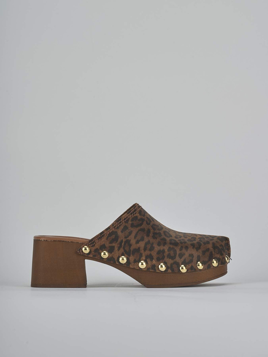 Sabot tacco 5 cm multicolor camoscio
