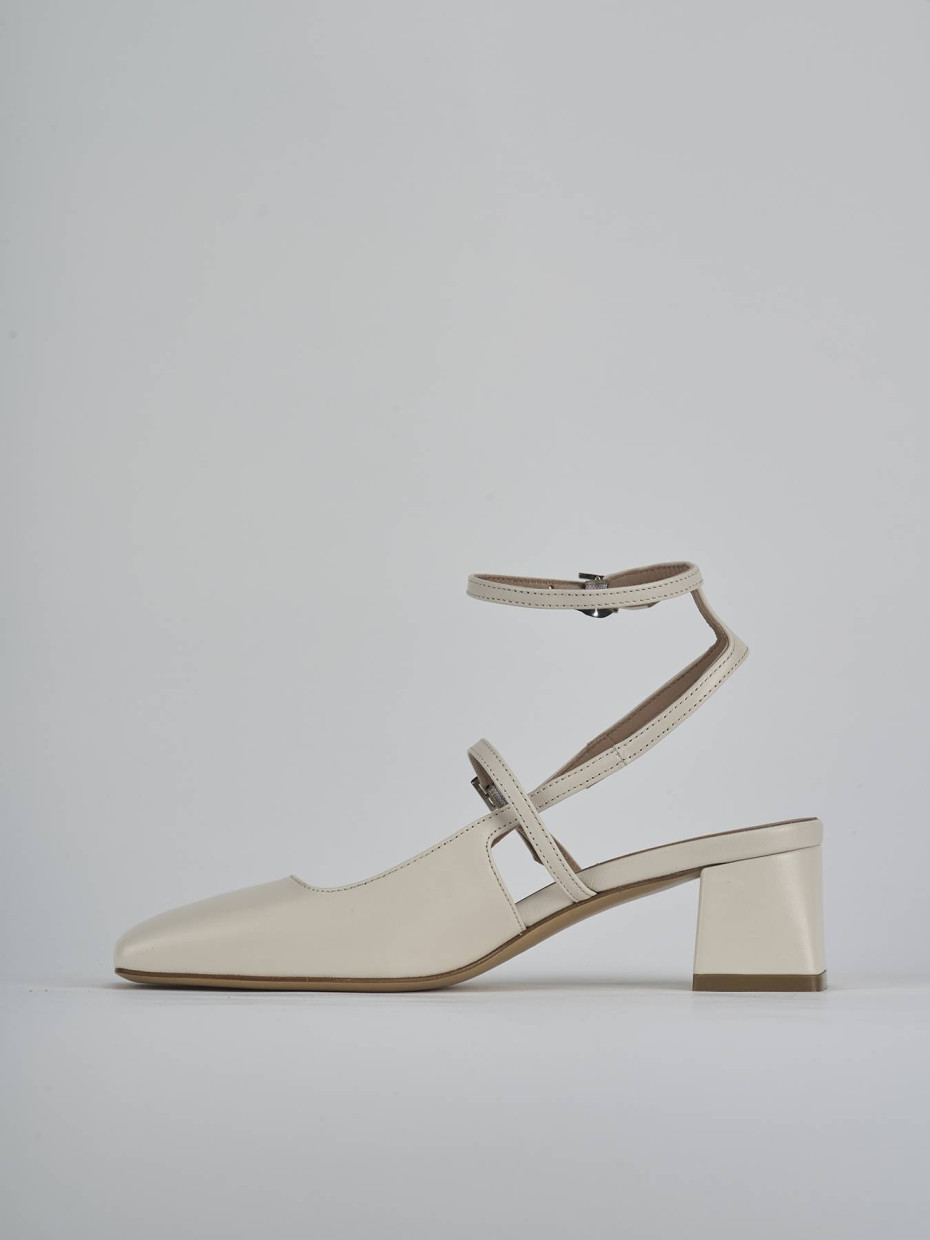 Décolleté e slingback tacco 5cm pelle beige