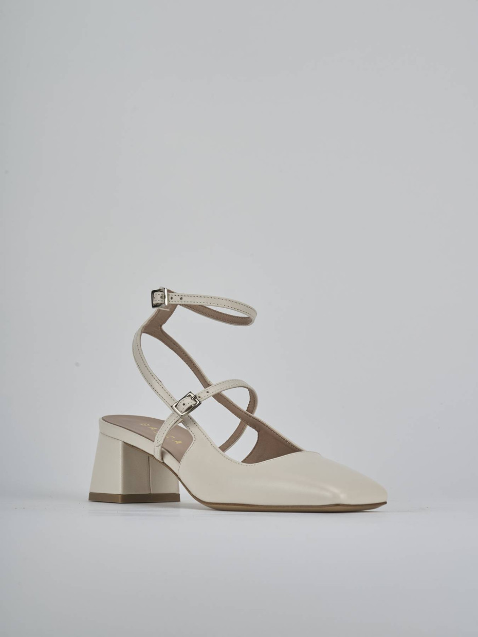 Décolleté e slingback tacco 5cm pelle beige