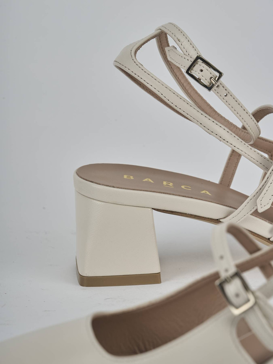 Décolleté e slingback tacco 5cm pelle beige