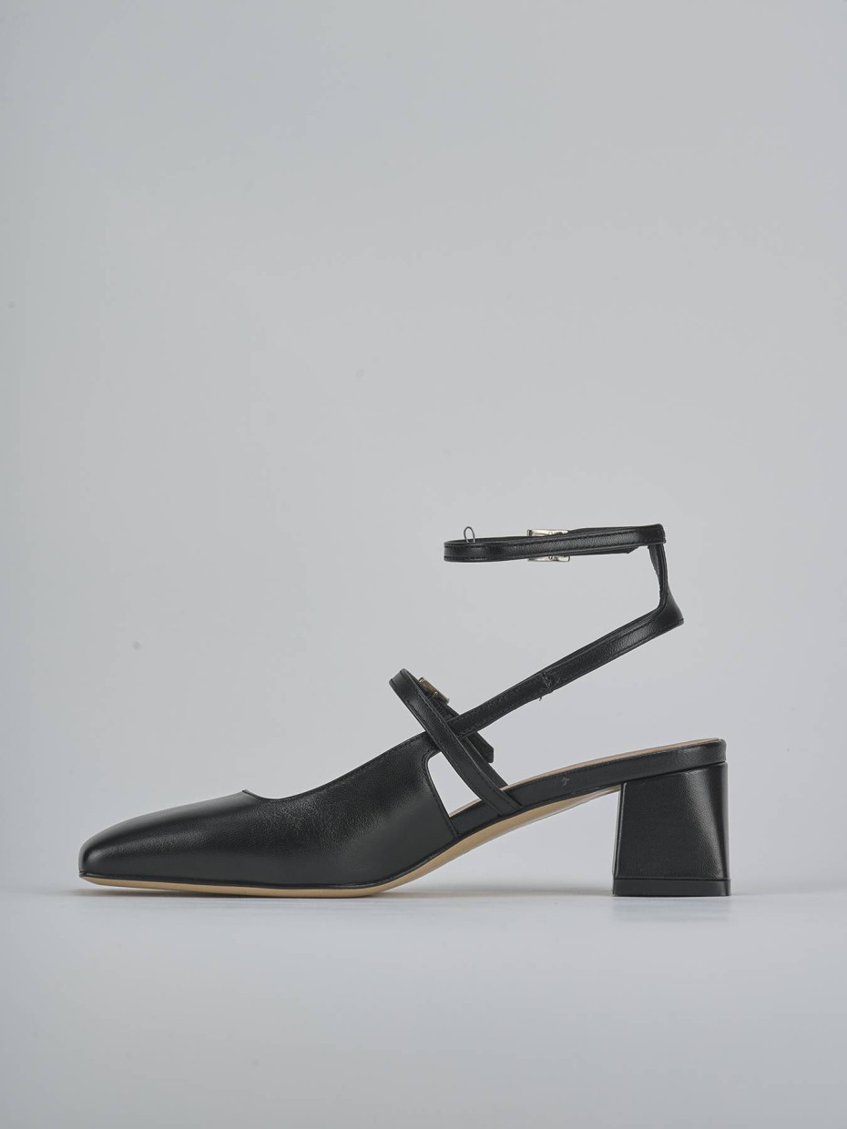 Décolleté e slingback tacco 5cm pelle nero