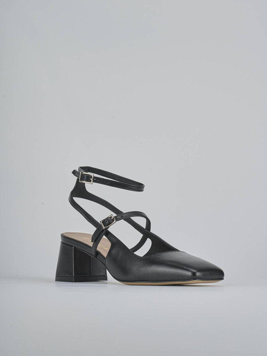 Décolleté e slingback tacco 5cm pelle nero
