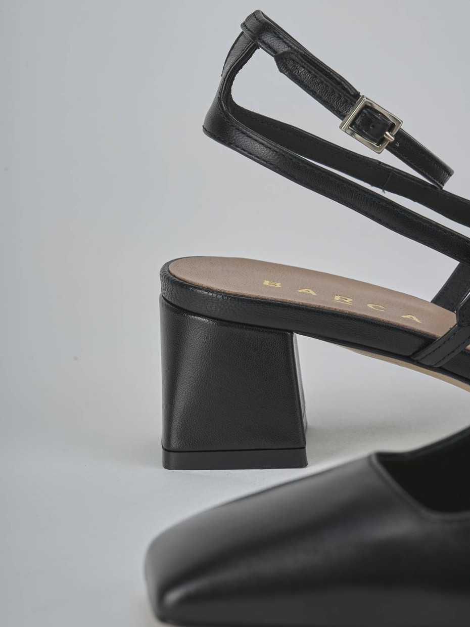 Décolleté e slingback tacco 5cm pelle nero
