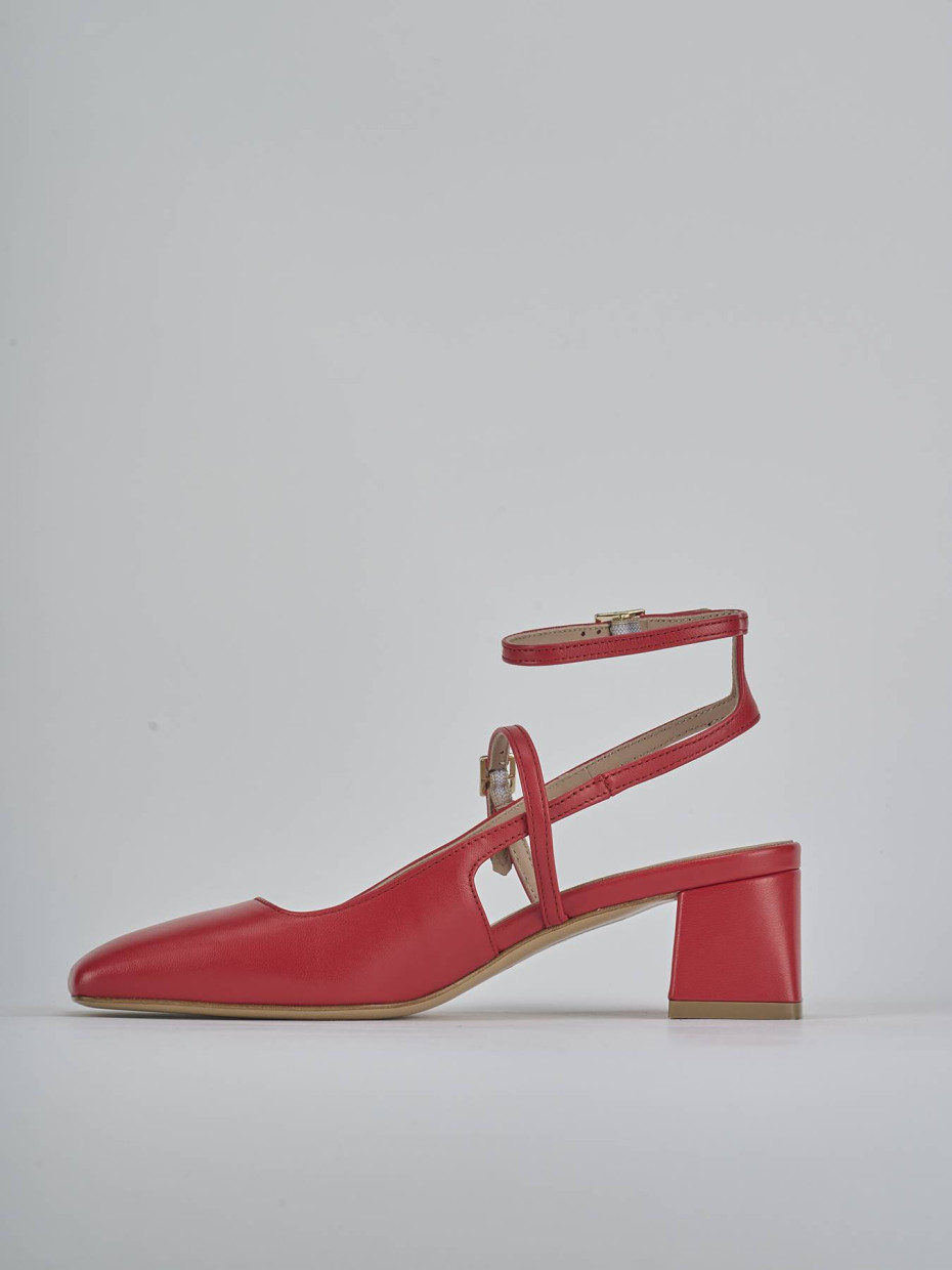 Décolleté e slingback tacco 5cm pelle rosso