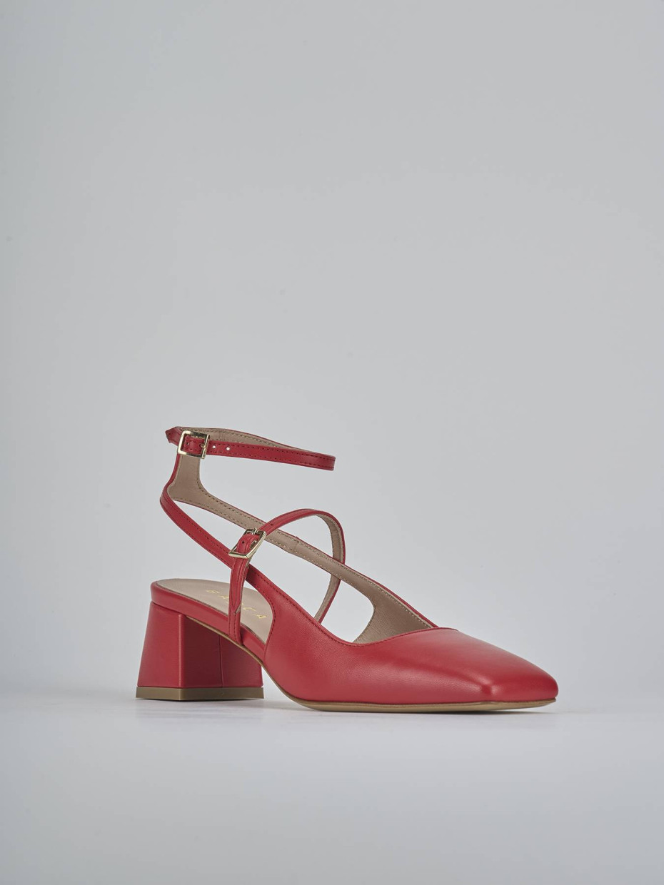Décolleté e slingback tacco 5cm pelle rosso