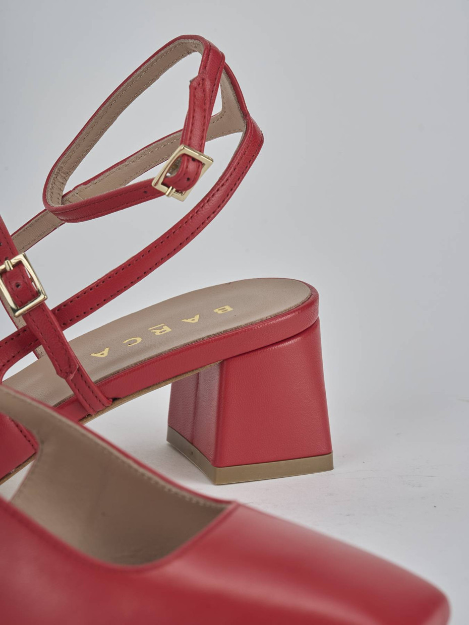 Décolleté e slingback tacco 5cm pelle rosso