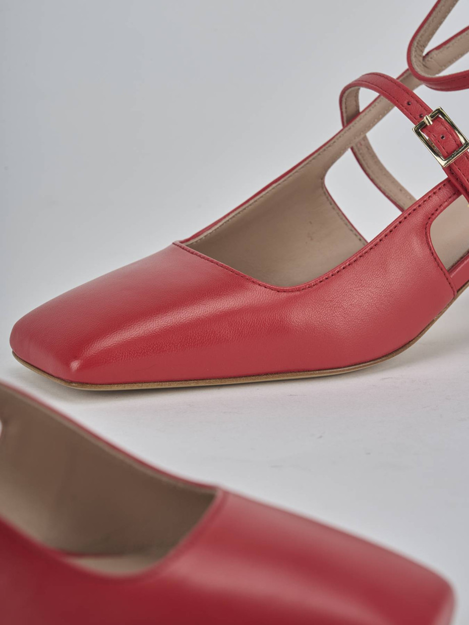 Décolleté e slingback tacco 5cm pelle rosso