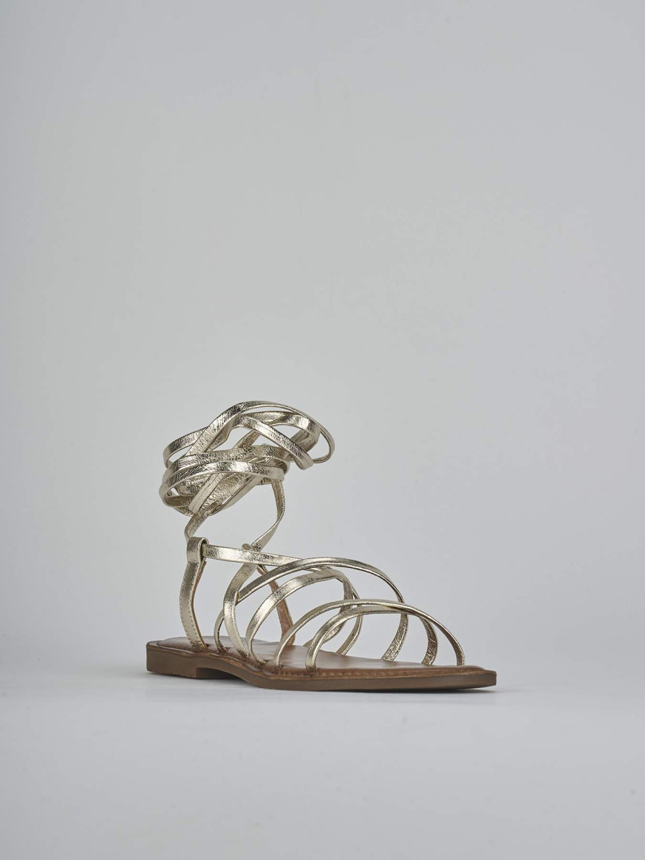 Sandali tacco 1cm pelle oro