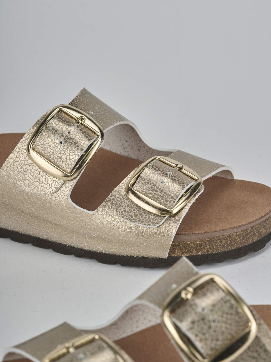 Ciabatte tacco 1cm laminato oro