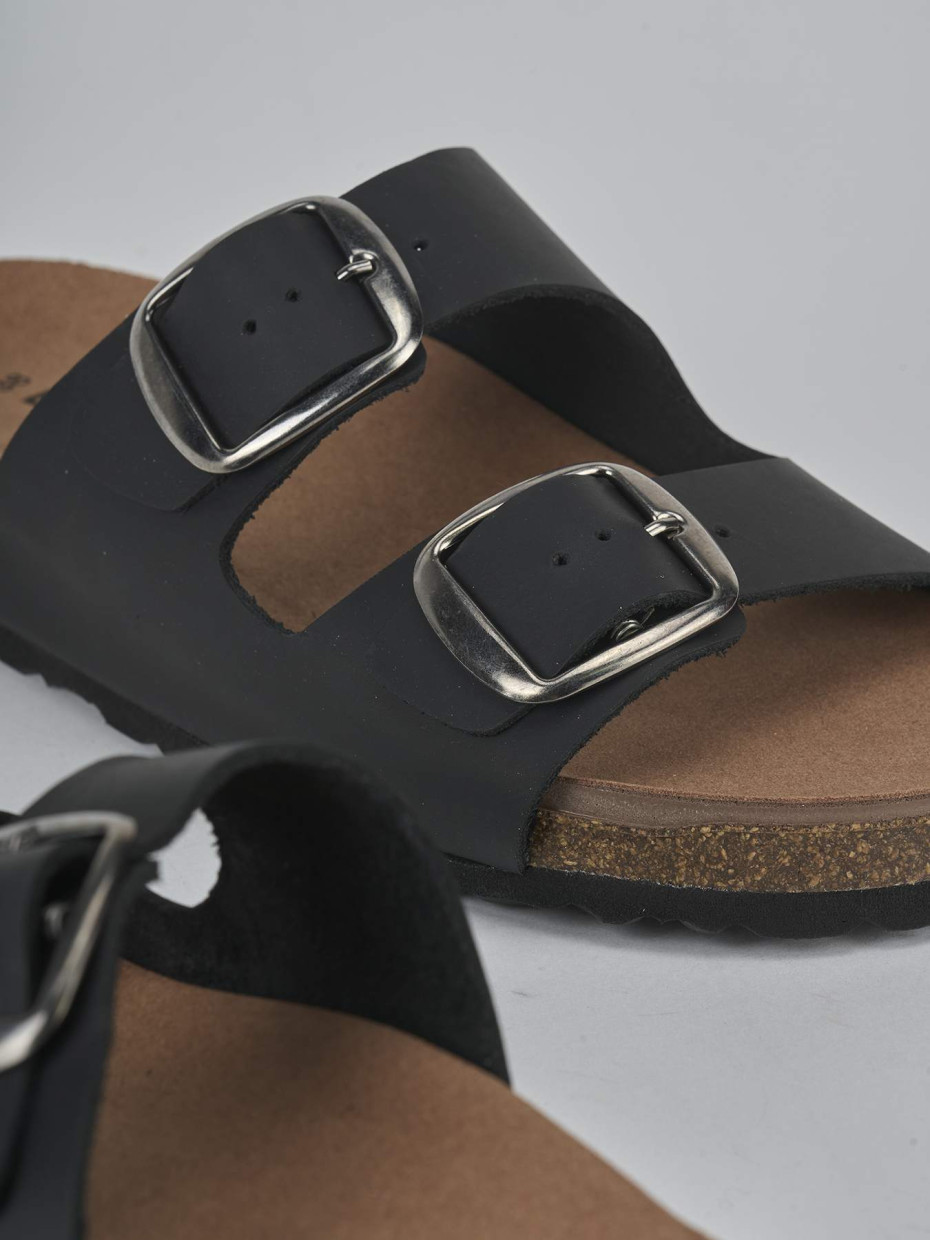 Ciabatte tacco 1cm pelle nero