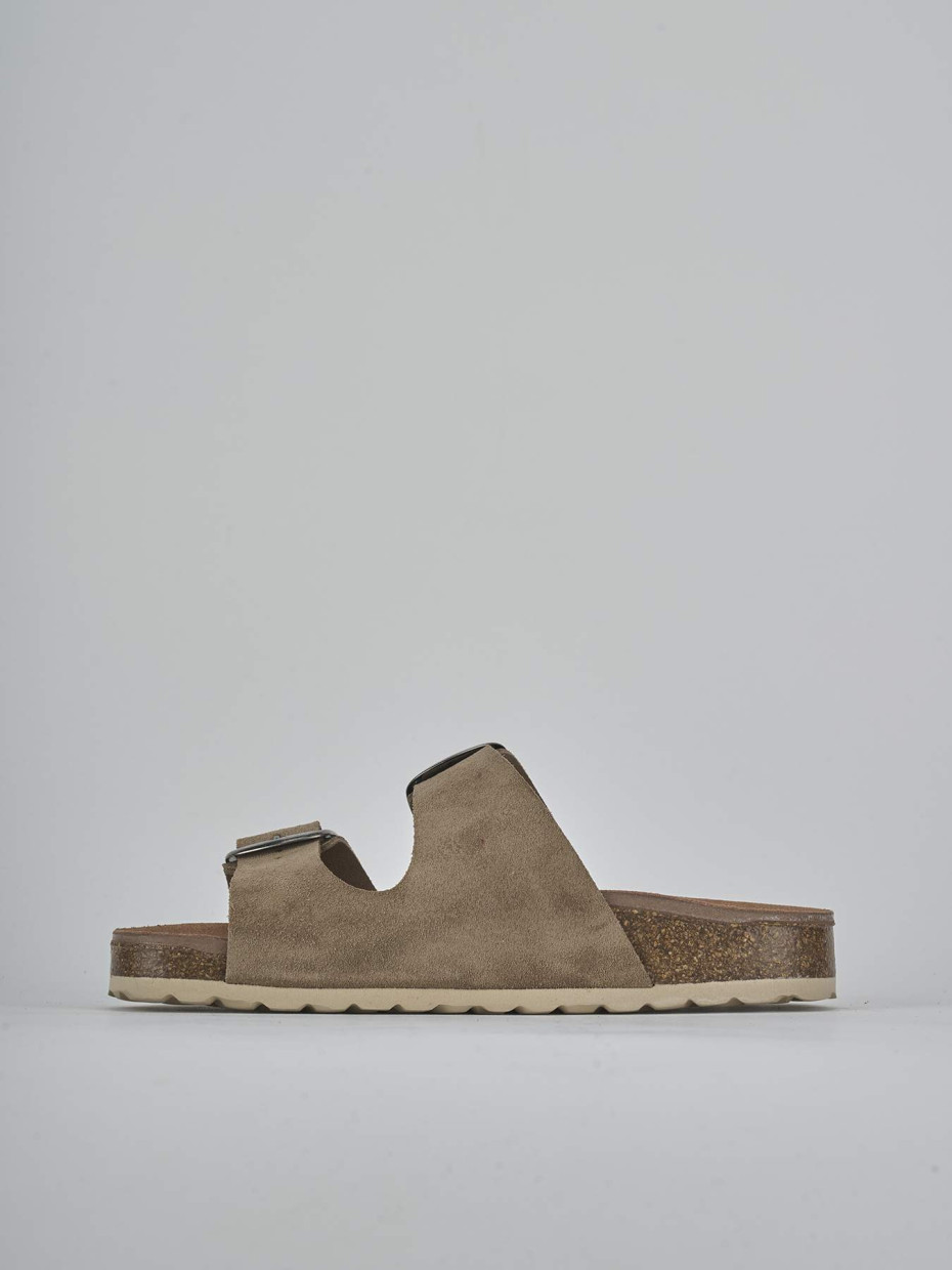 Ciabatte tacco 1cm camoscio beige