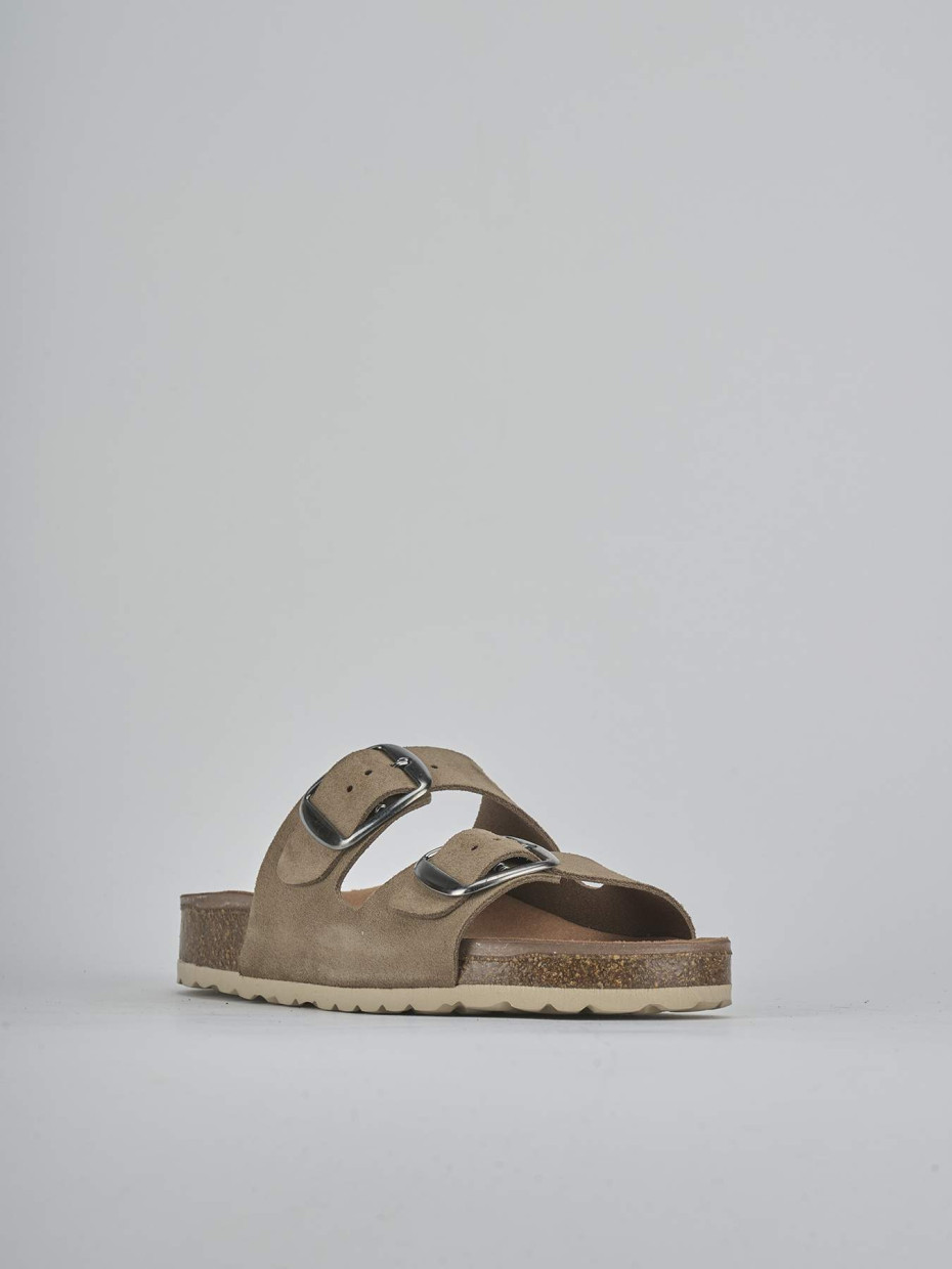 Ciabatte tacco 1cm camoscio beige