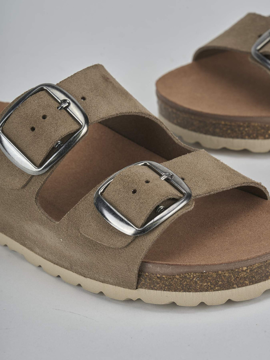 Ciabatte tacco 1cm camoscio beige
