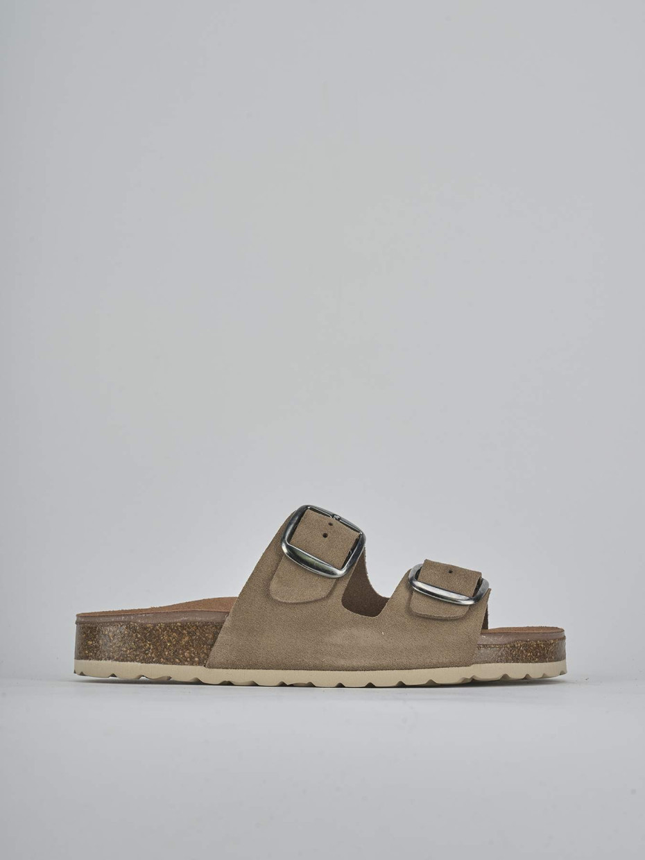 Ciabatte tacco 1cm camoscio beige