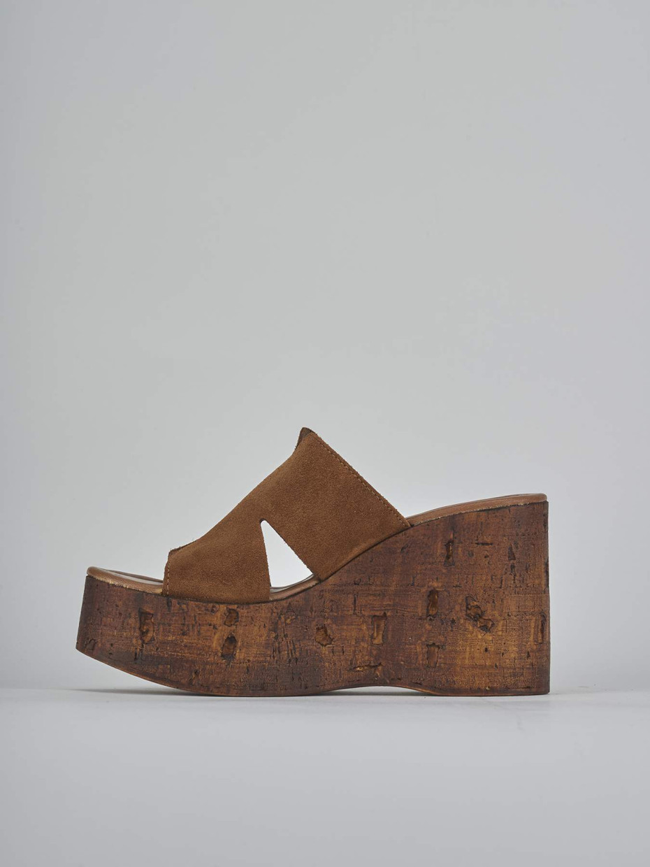 Ciabatte tacco 10cm camoscio marrone