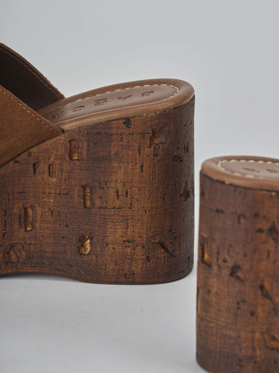 Ciabatte tacco 10cm camoscio marrone