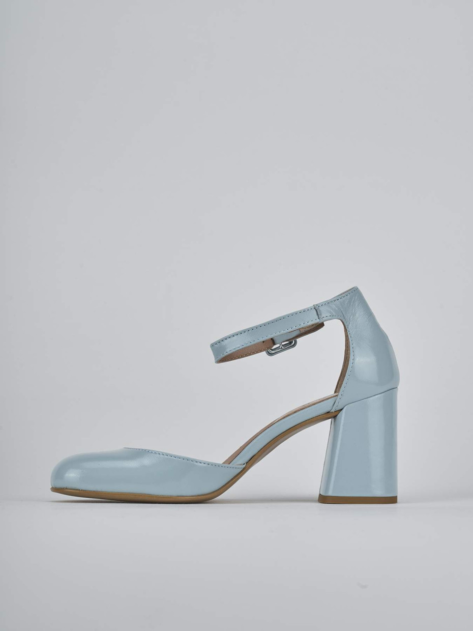 Décolleté e slingback tacco 7cm pelle azzurro
