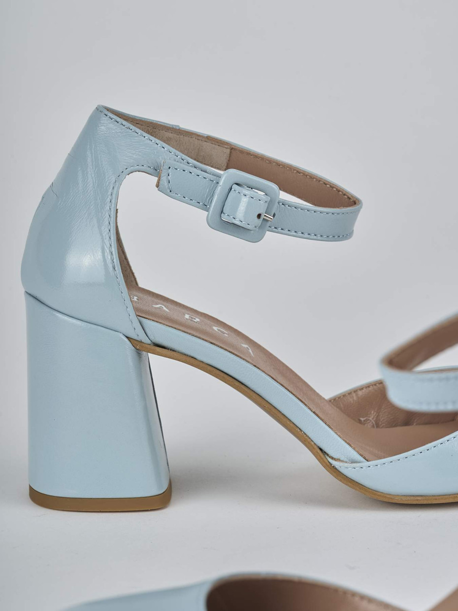 Décolleté e slingback tacco 7cm pelle azzurro
