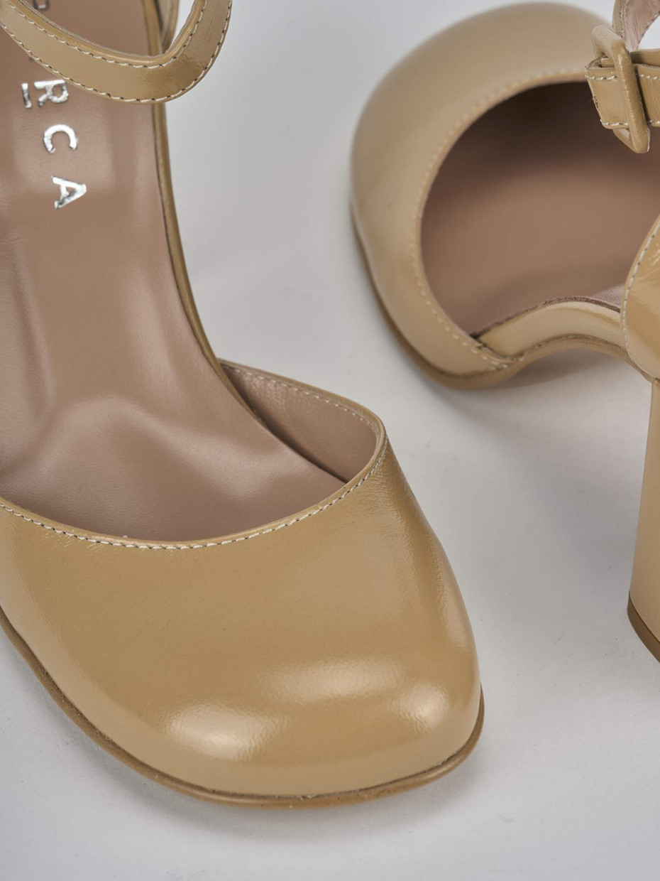 Décolleté e slingback tacco 7cm pelle marrone
