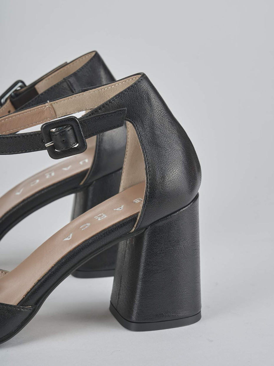 Décolleté e slingback tacco 7cm pelle nero