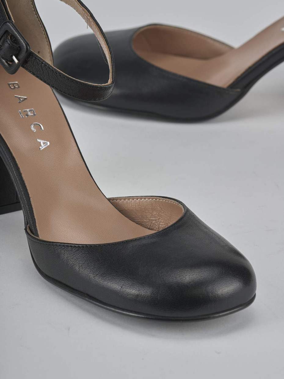 Décolleté e slingback tacco 7cm pelle nero