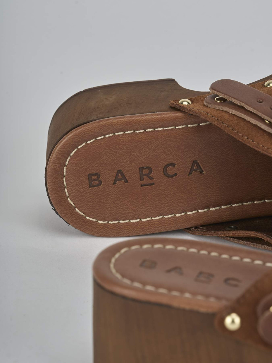 Sabot tacco 4cm camoscio marrone
