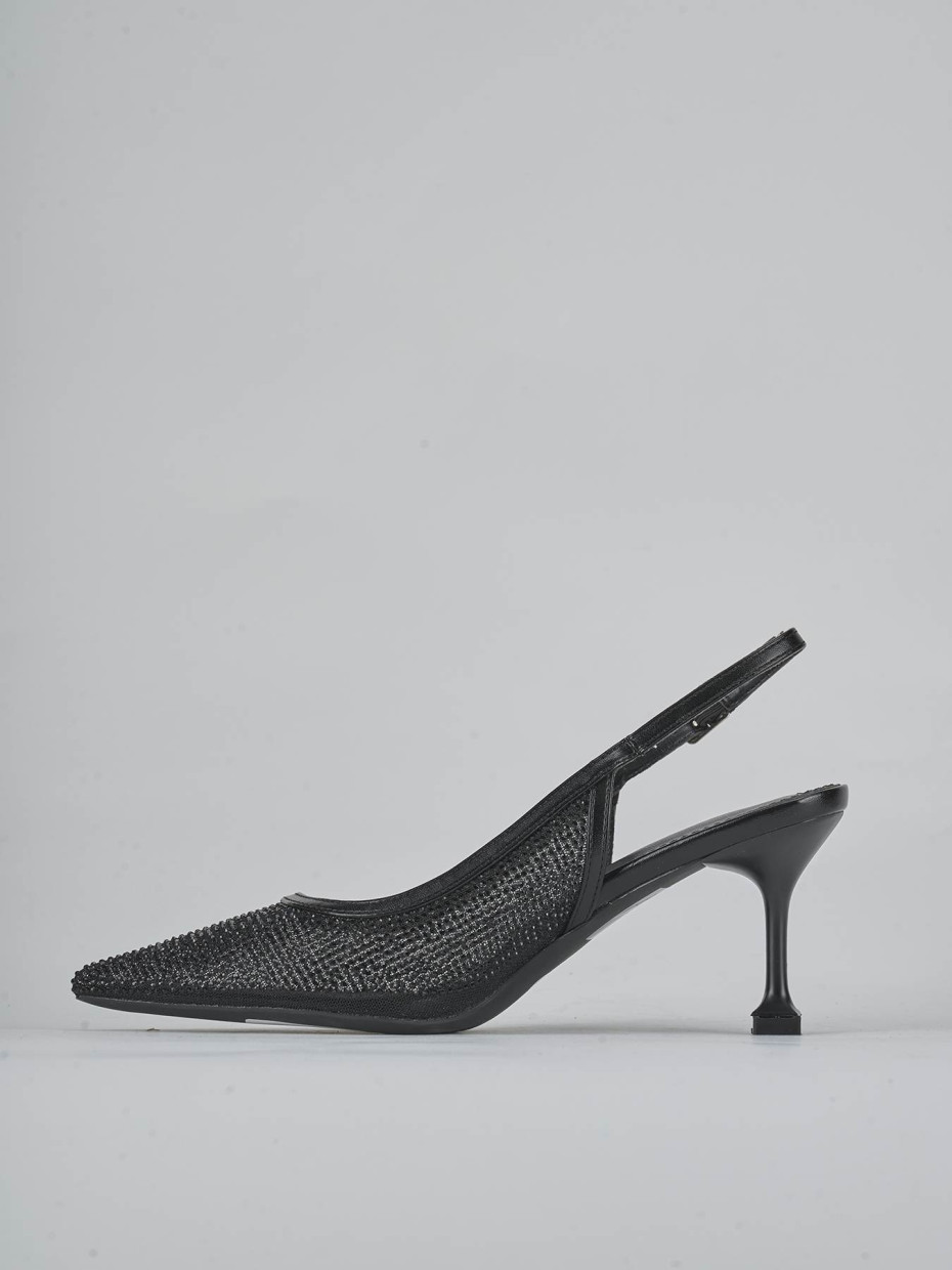 Décolleté e slingback tacco 6cm pelle nero