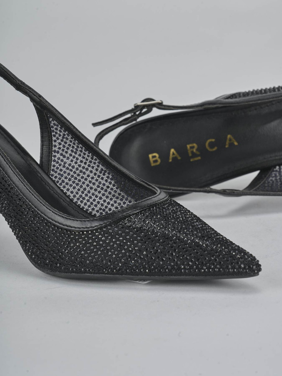 Décolleté e slingback tacco 6cm pelle nero