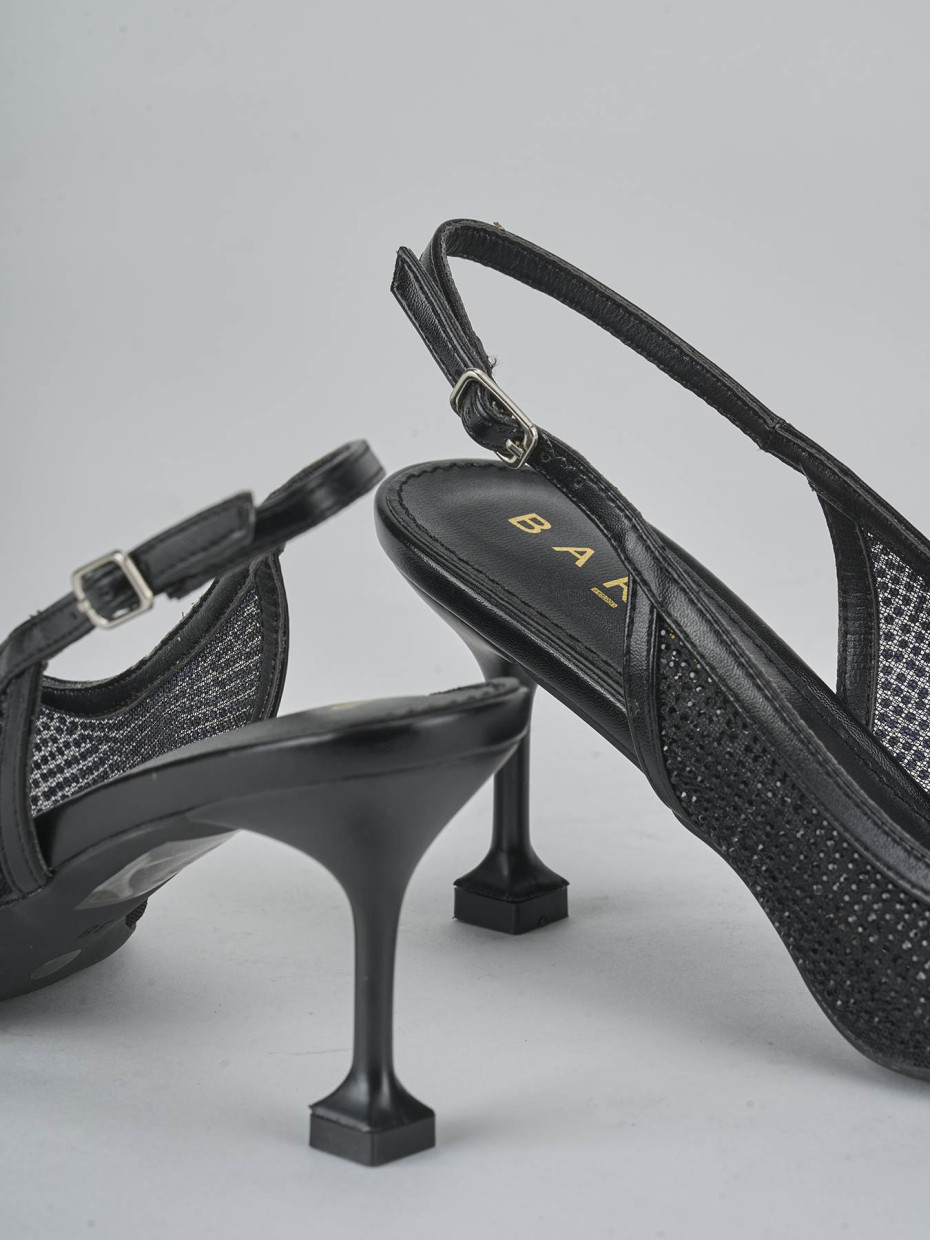 Décolleté e slingback tacco 6cm pelle nero
