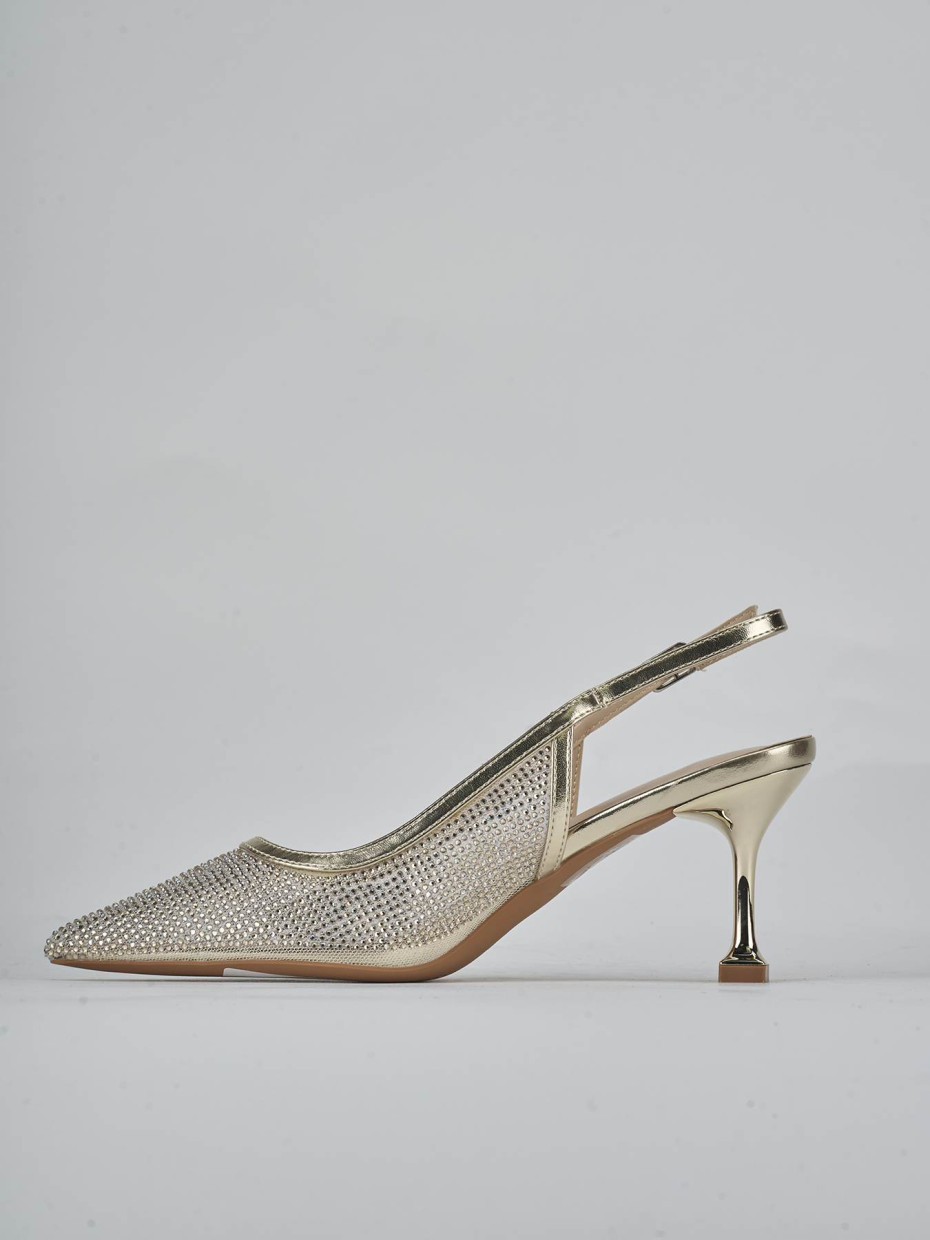 Décolleté e slingback tacco 6cm pelle oro