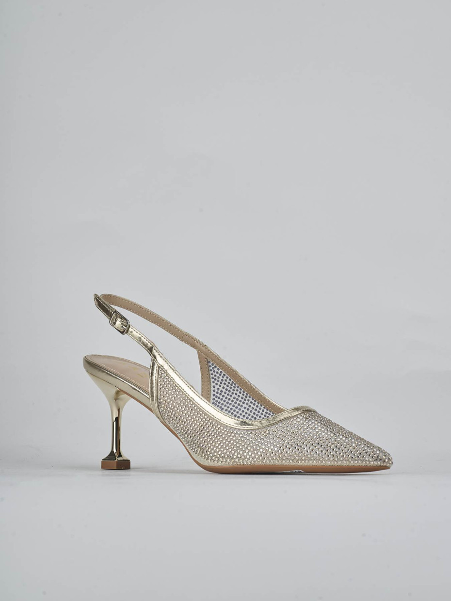 Décolleté e slingback tacco 6cm pelle oro