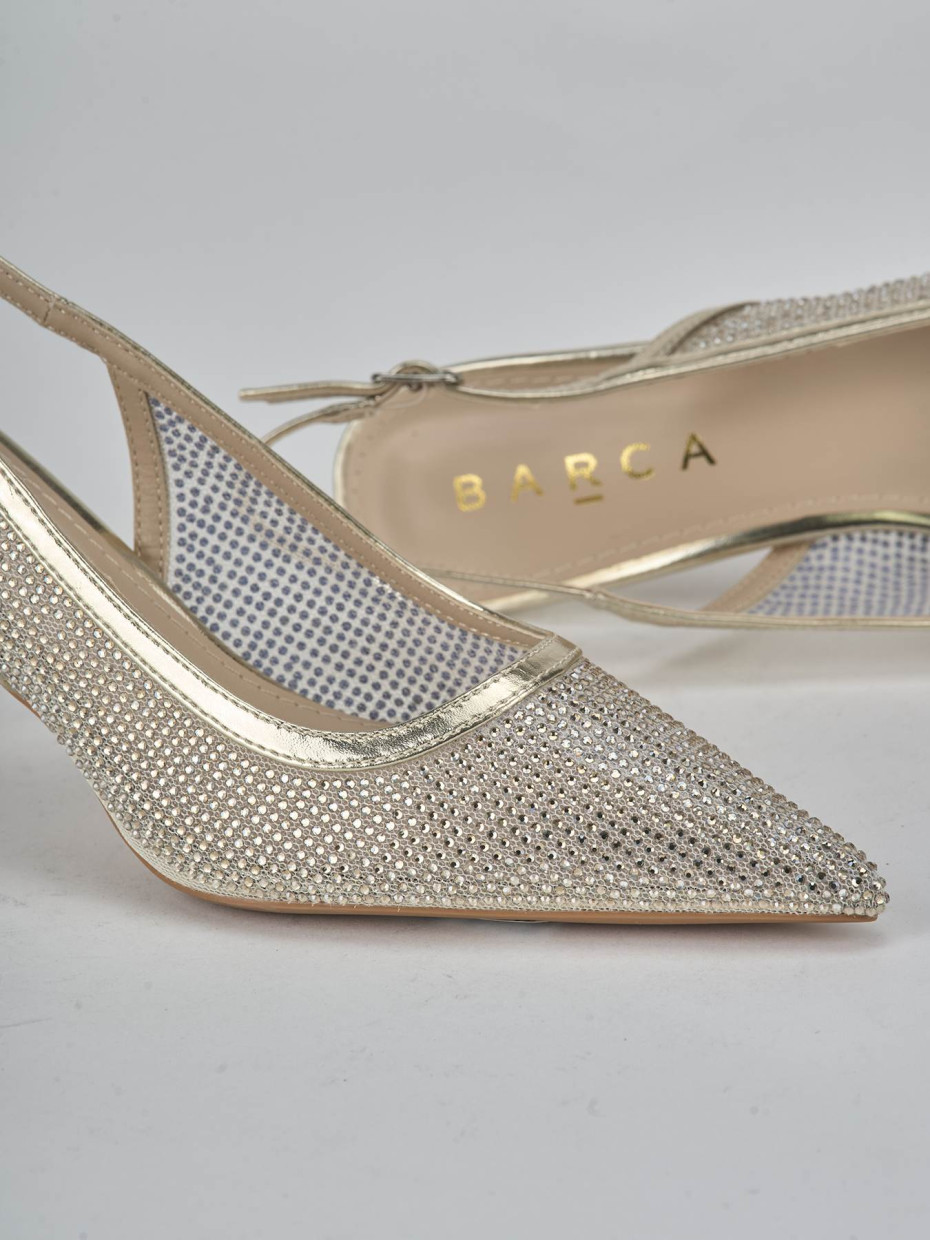 Décolleté e slingback tacco 6cm pelle oro