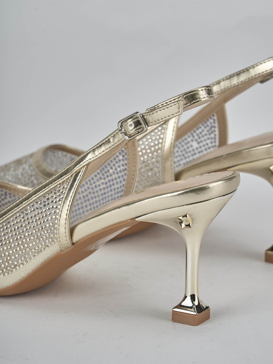 Décolleté e slingback tacco 6cm pelle oro