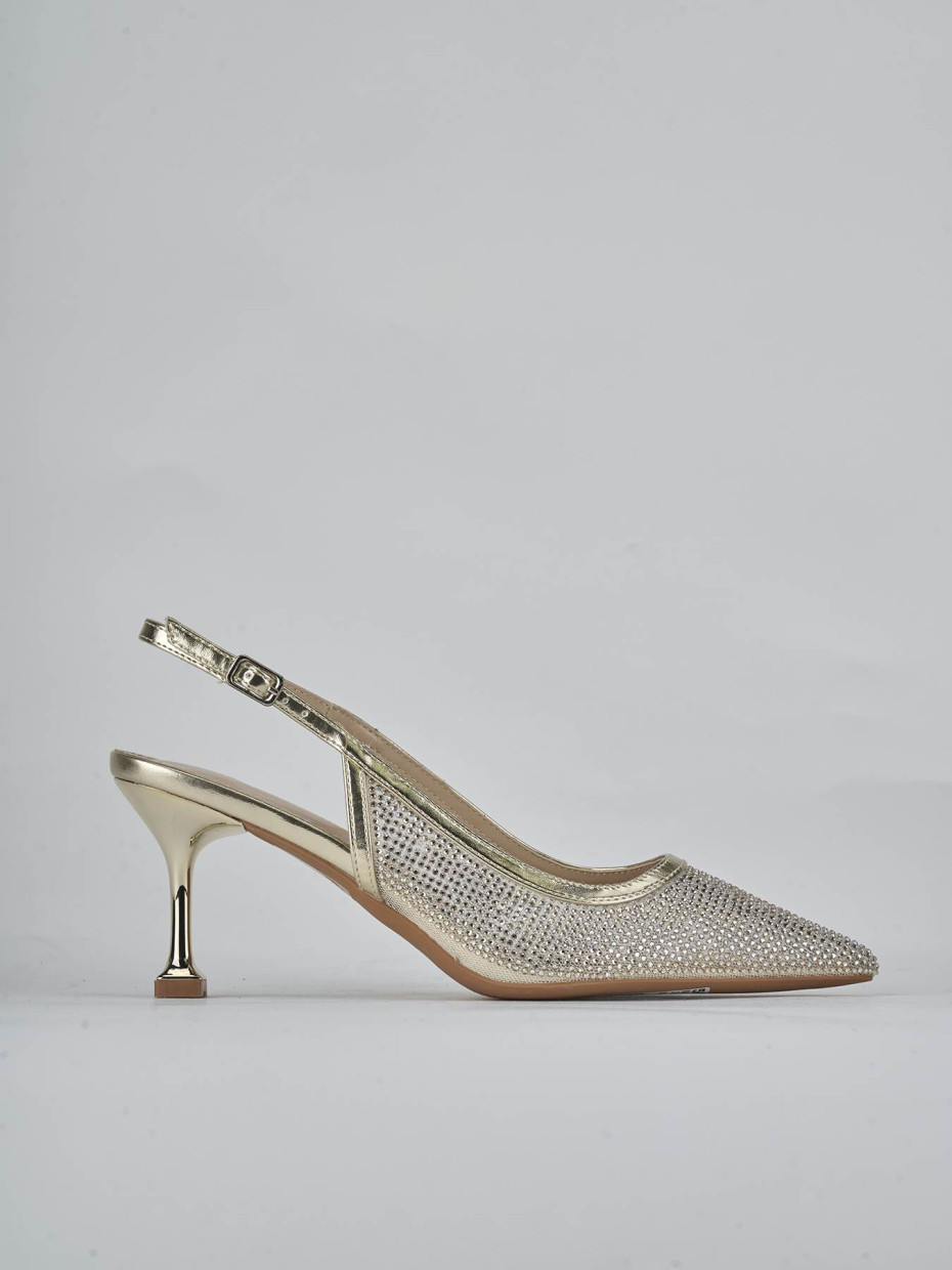 Décolleté e slingback tacco 6cm pelle oro