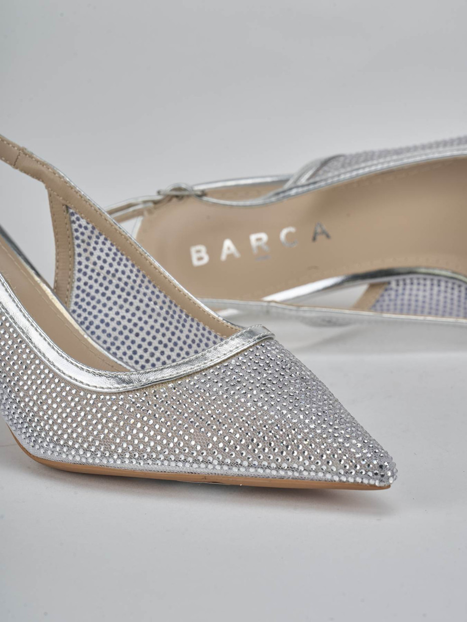 Décolleté e slingback tacco 6cm pelle argento