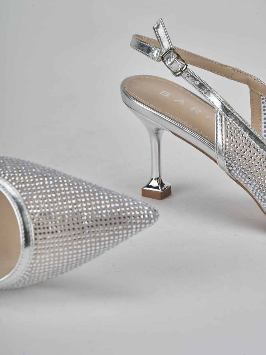 Décolleté e slingback tacco 6cm pelle argento