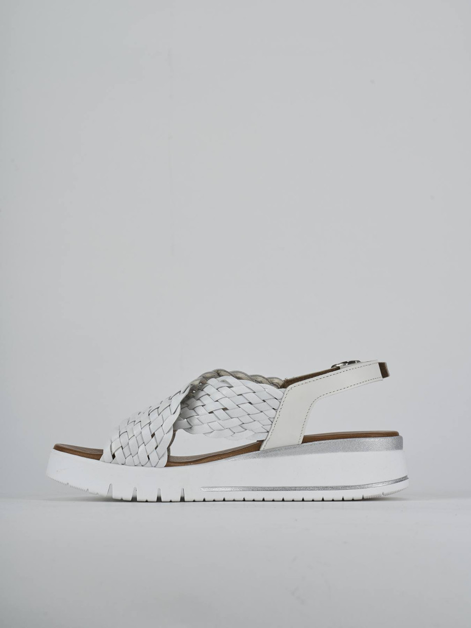 Sandali zeppa tacco 2cm pelle bianco