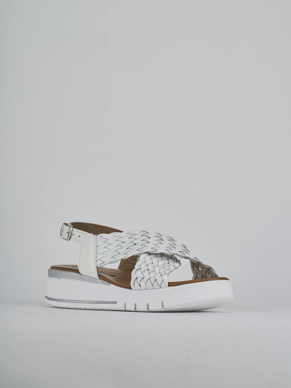 Sandali zeppa tacco 2cm pelle bianco