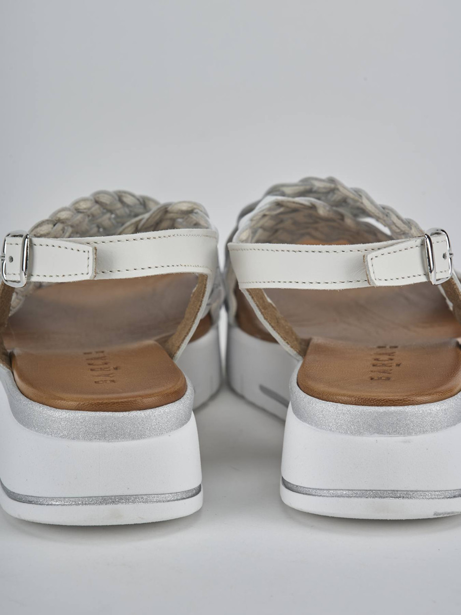 Sandali zeppa tacco 2cm pelle bianco