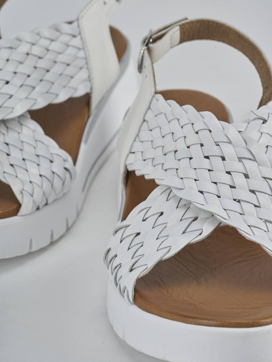 Sandali zeppa tacco 2cm pelle bianco