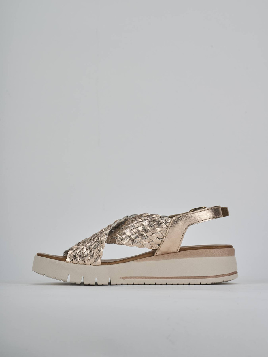 Sandali zeppa tacco 2cm pelle bronzo